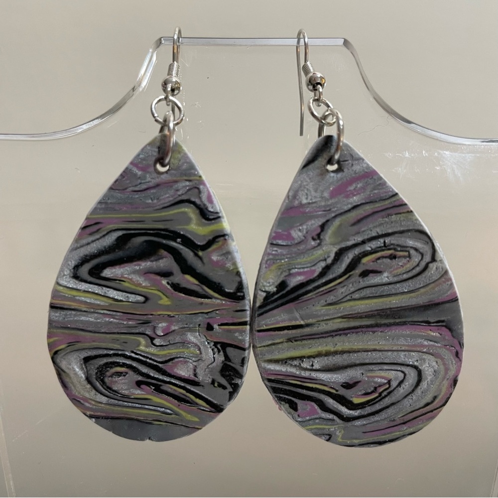 handmade clay teardrop earrings